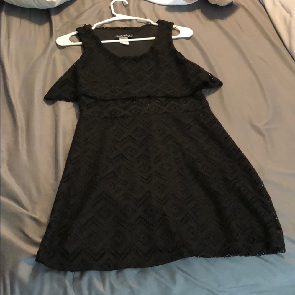 Cute Black Dress with Netted Midriff